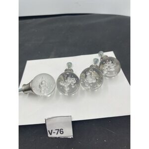Four Bubble Art Glass Silvertone Cabinet Drawer Pole Knobs V76